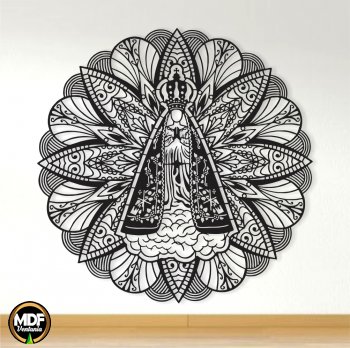 MANDALA NOSSA SENHORA DETALHADA VAZADA EM MDF