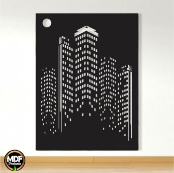 QUADRO PRÉDIOS NOITE VAZADO EM MDF