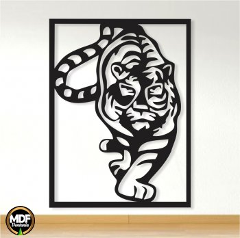 QUADRO TIGRE FRENTE VAZADO EM MDF